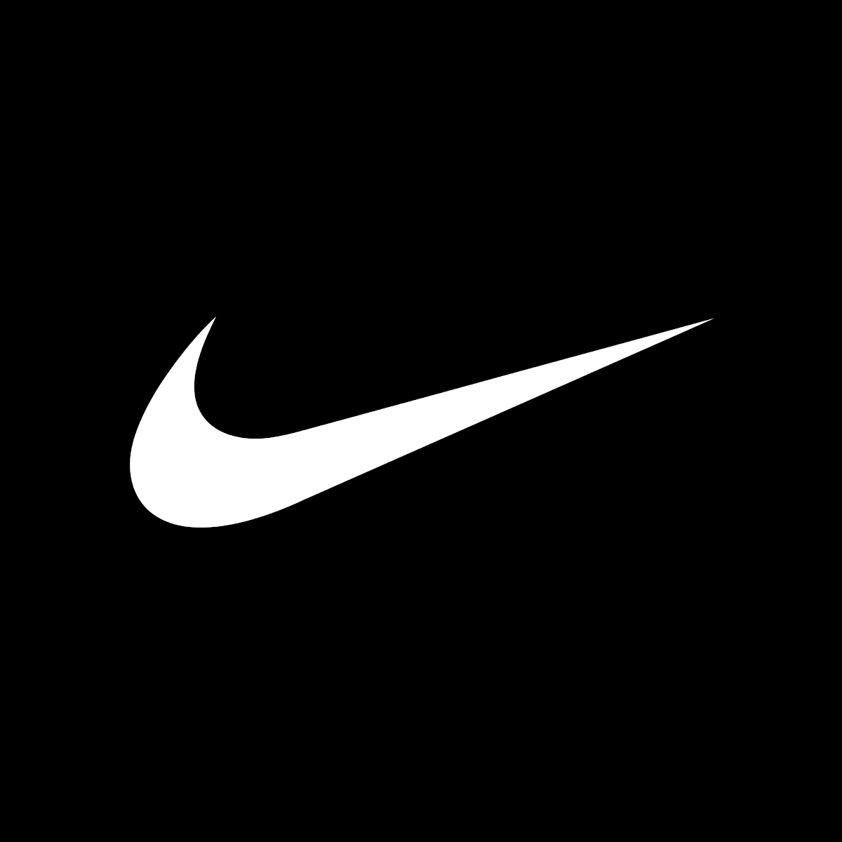 Logo de la marca nike en color blanco sobre un fondo negro